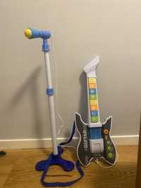 Elektryczna gitara dla dzieci ze statywem i mikrofonem