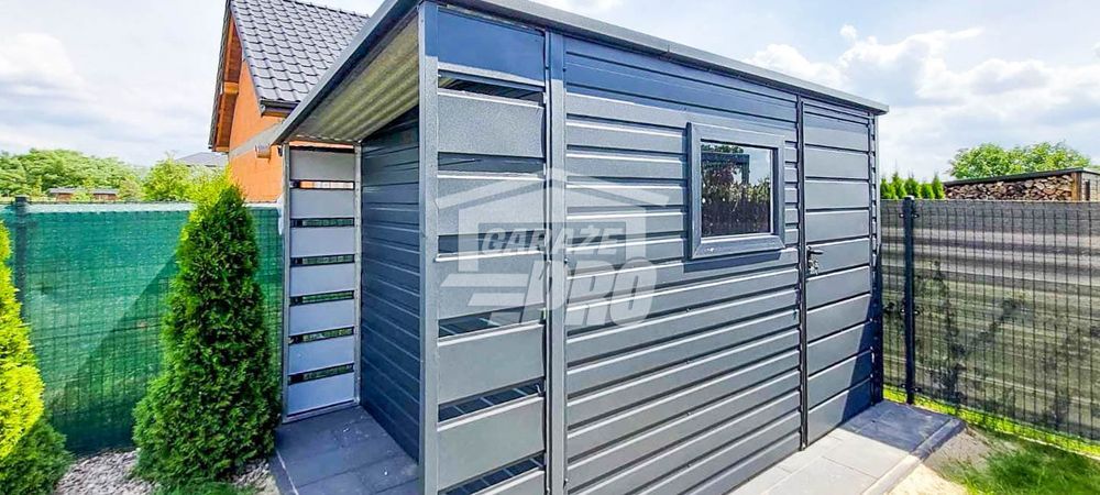 Schowek Domek Ogrodowy 2,5x2,5m + Wiata 0,5 Drzwi Okno Dach GP432