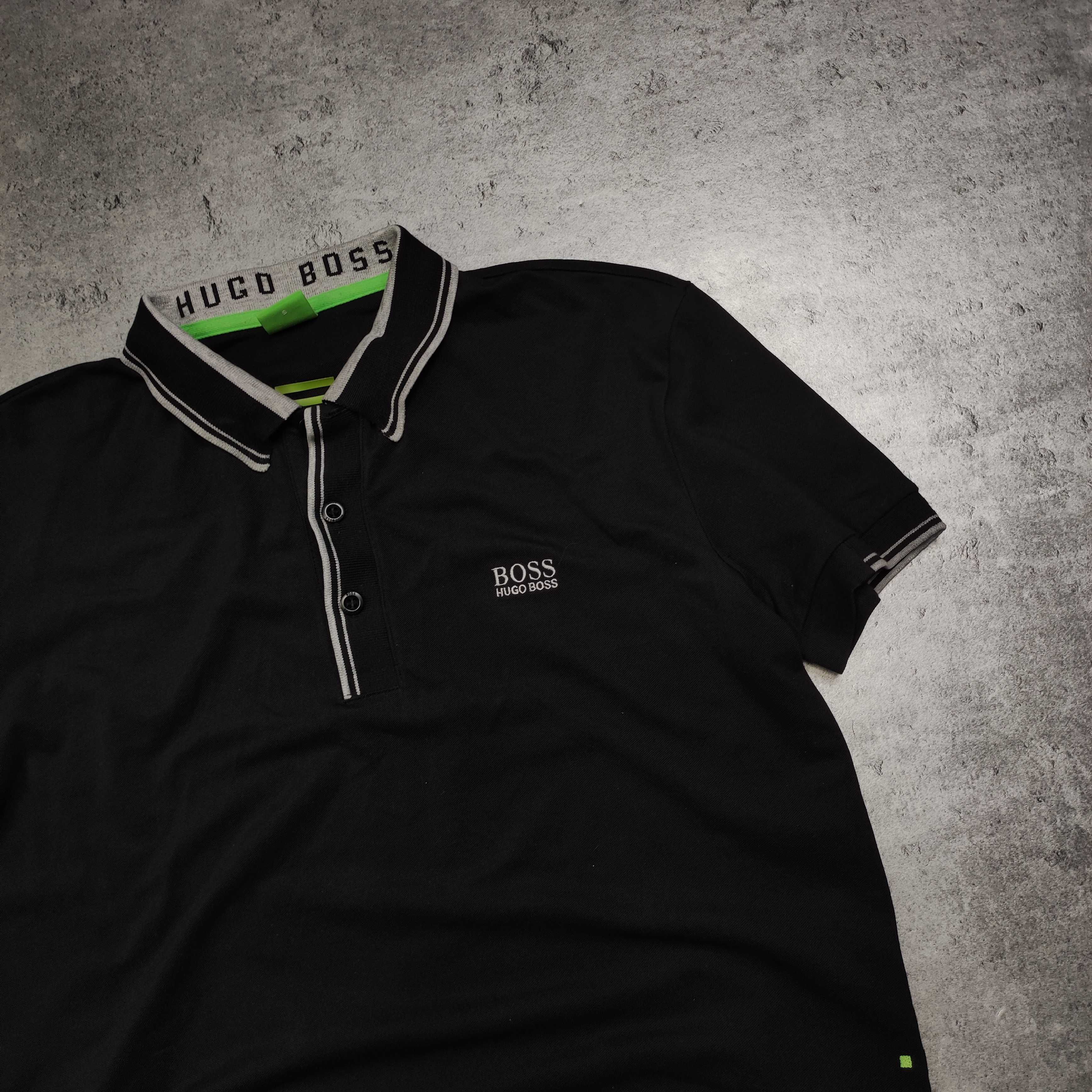 MĘSKA PREMIUM Elegancka Koszulka Polo Czarna Haft Logo Hugo Boss