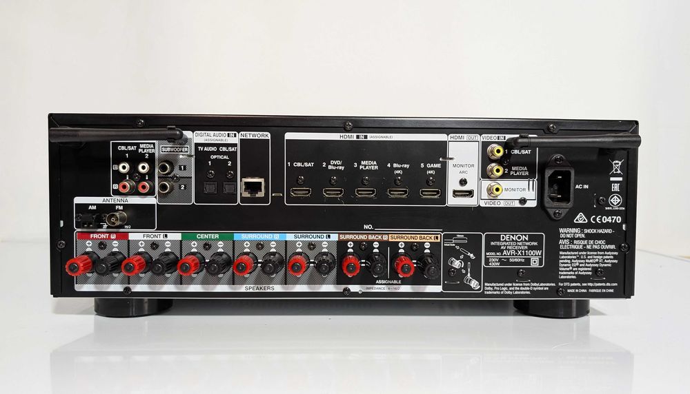 7.2 Ресивер Denon AVR-X1100W,має 120 Вт/канал/ Wi-Fi/Bluetooth/HDMI/4K