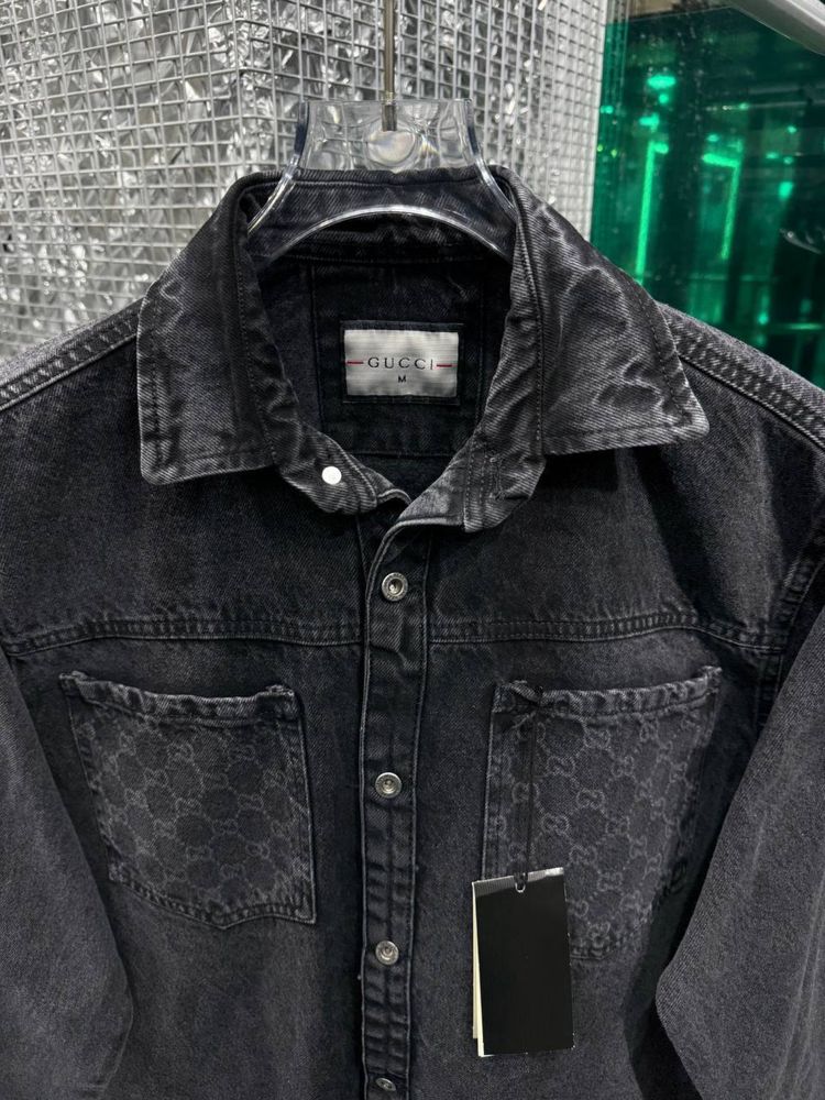 Джинсова куртка Gucci чорна чоловіча джинсова куртка гуччі чоловіча