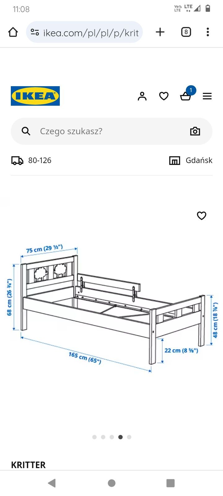 Łóżko Ikea stan bardzo dobry