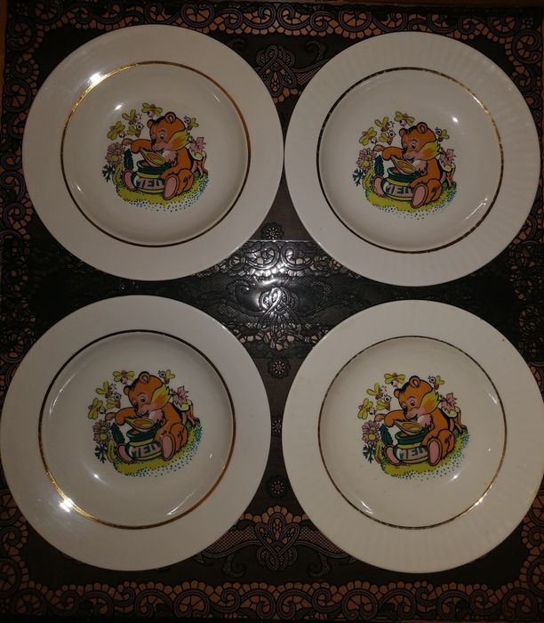 Тарелка детская ссср. Тарелка с медвежоком Мед.