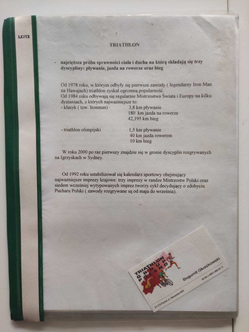 Folder Triathlon Bogumił Głuszkowski