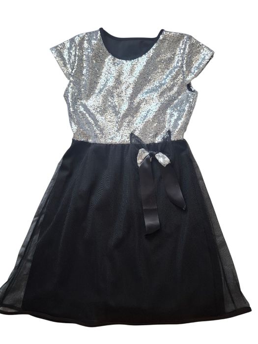 Sukienka srebrno czarna 152 nowa