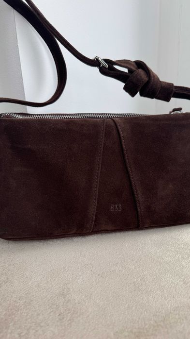 Замшева коричнева жіноча сумка