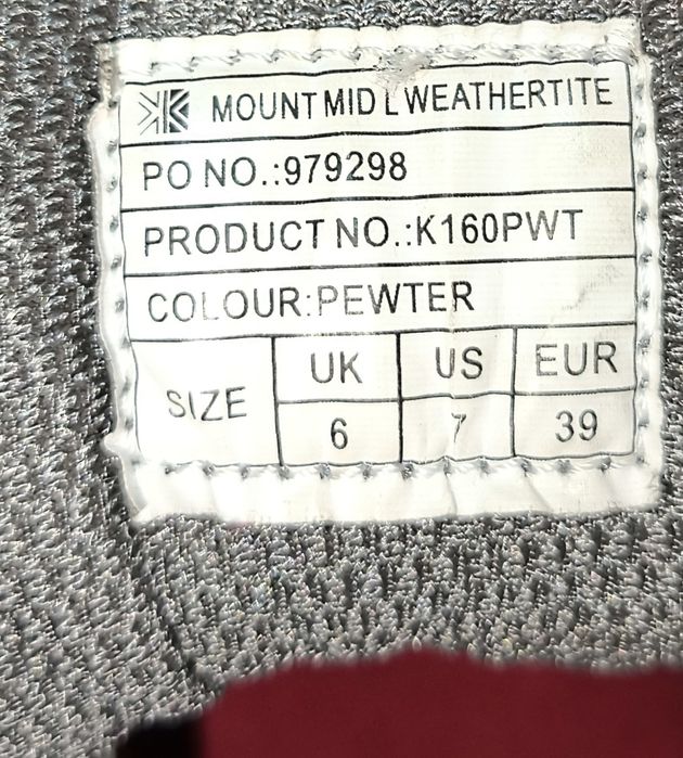 Ботинки Karrimor Mount mid waterproof, туризм ,трекинг39р,25 см.