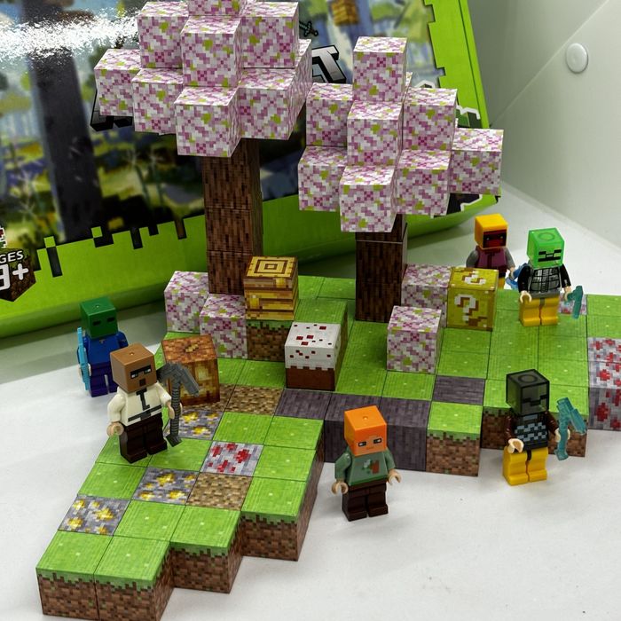 128шт+6шт Магнітний конструктор Minecraft майнкрафт на магнітах