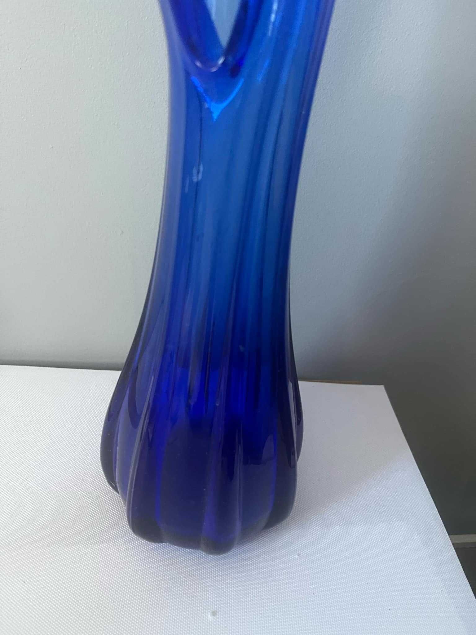 Piękny szklany wazon kobalt błękit 39 cm