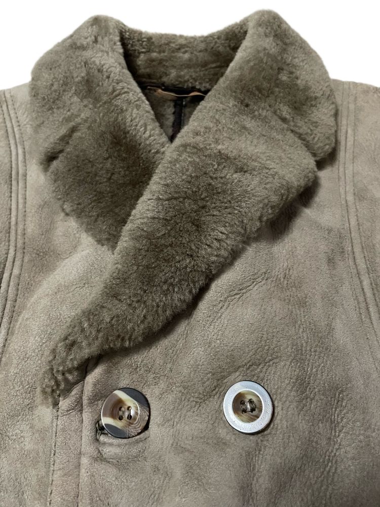 Męski płaszcz kożuch vintage prawdziwa skóra 54 XL