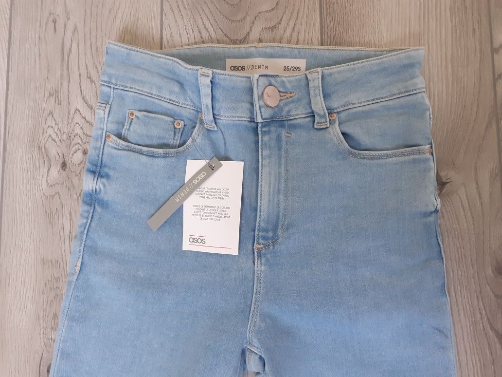 Asos Denim Nowe bawełniane jasnoniebieskie jeansy 34 XS