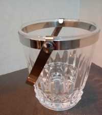 Balde gelo Cristal D`Arques aro e pega inox, Alt: 14 cm - Bocal: 11 cm