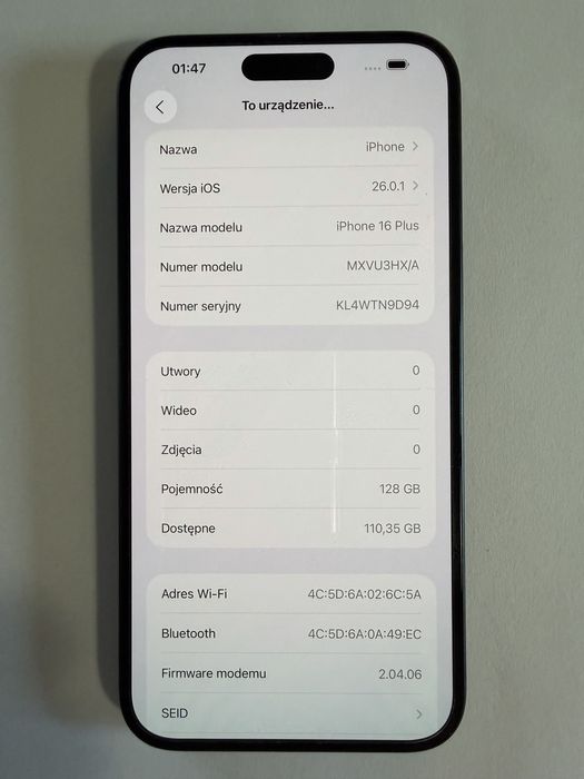 Iphone 16 plus 128gb JAK NOWY