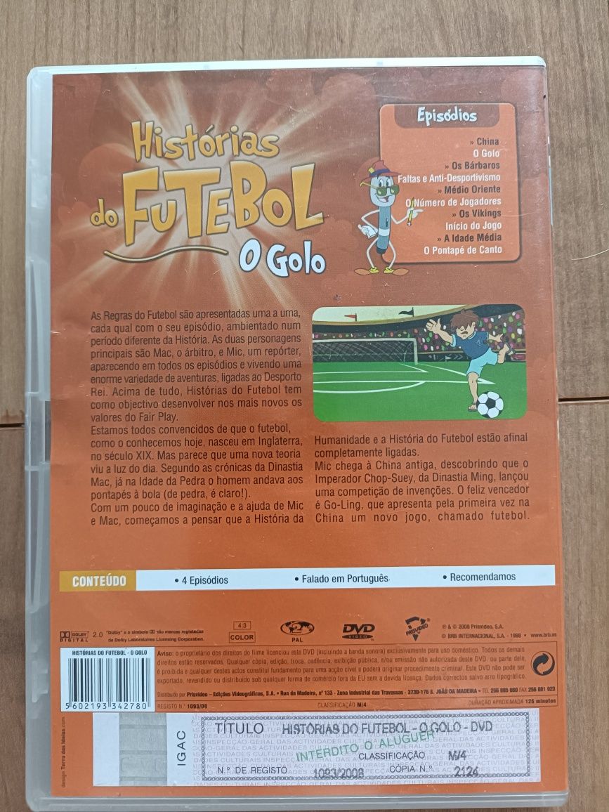 3 DVDs: Histórias do futebol: O Jogo; O Golo; O Árbitro