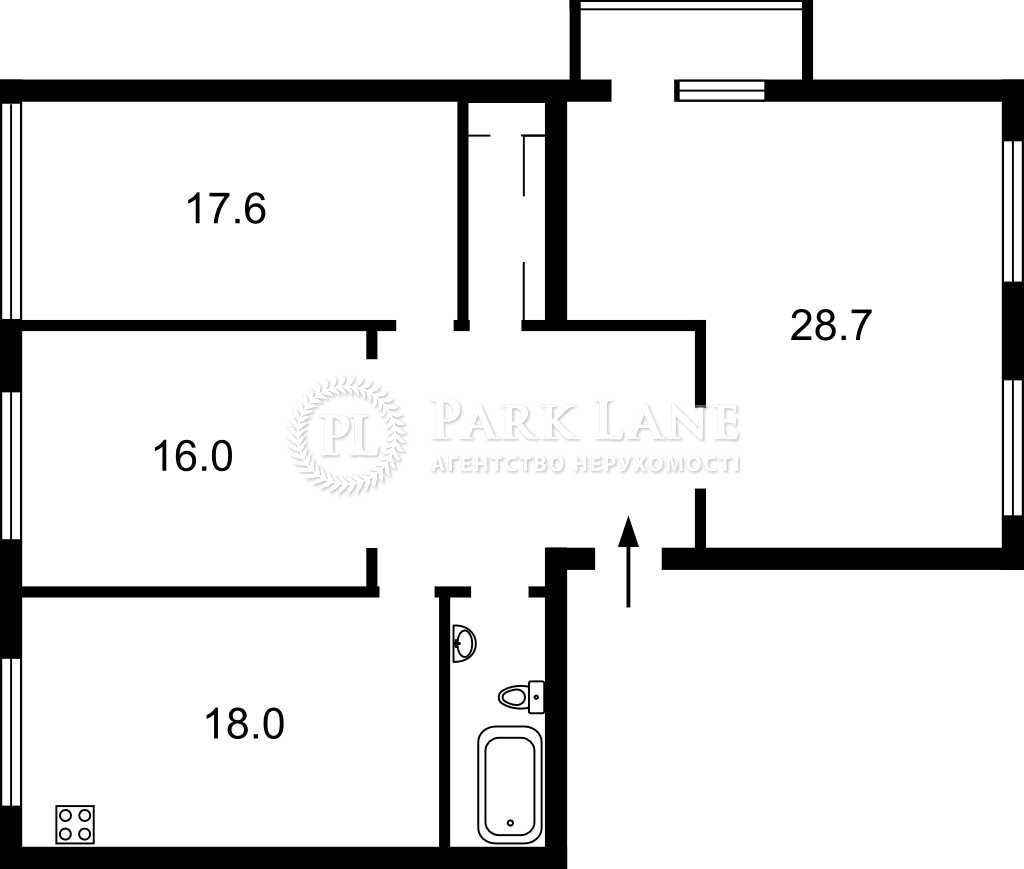 Мирослава Поповича (Семашка) 21. 97 м.кв. 3-х кімнатна роздільна.