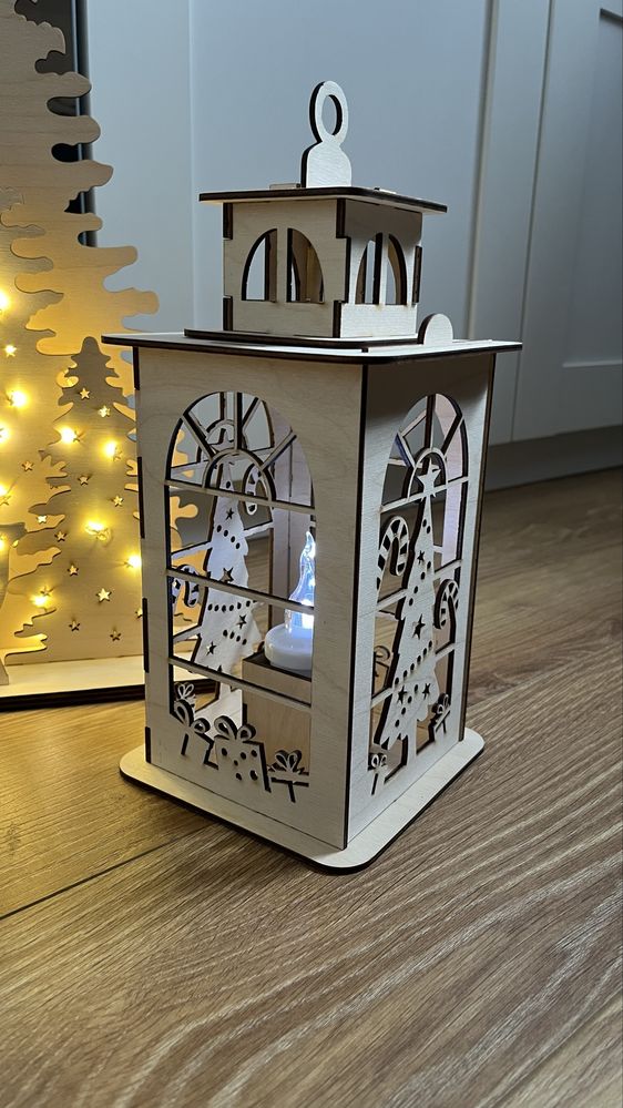 Lampion świąteczny z lampką LED na baterie