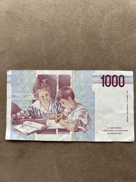 Banknot 1000 lirów z 1990r.