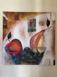 Quadro pintado com desenho frutas