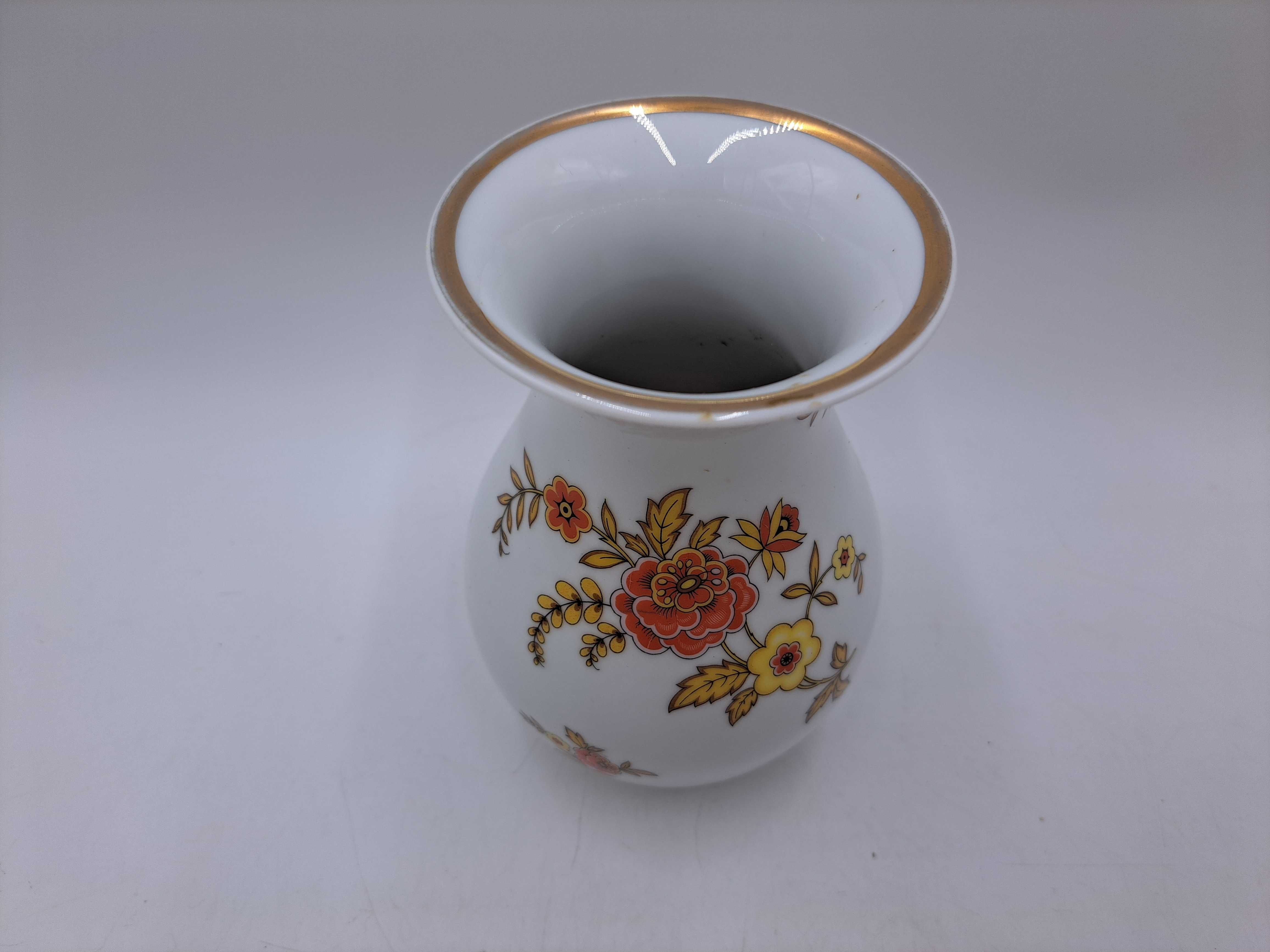 Wazon porcelanowy Thomas grupa Rosenthal złocenia kwiaty żółte liście