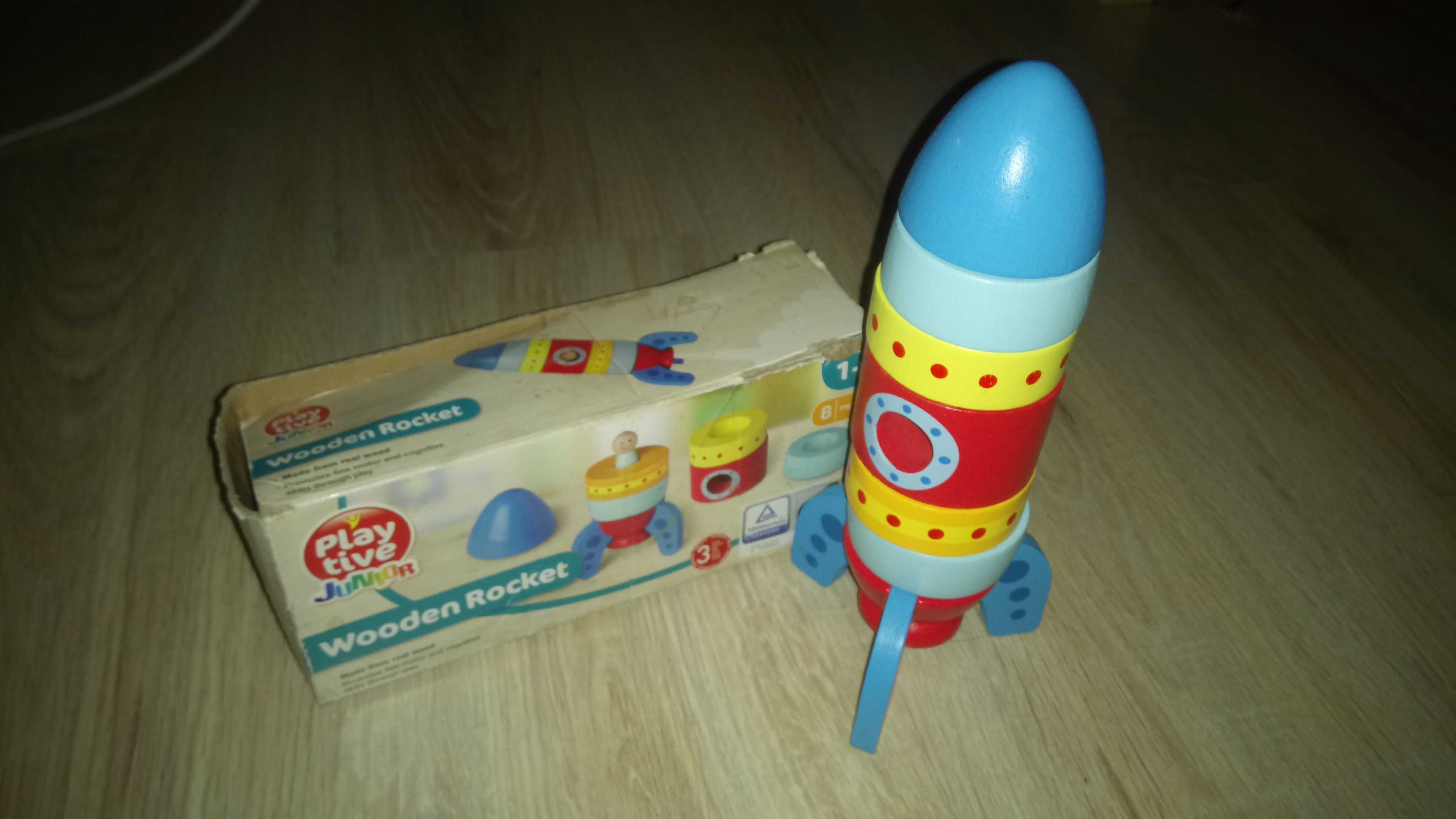 Drewniane zabawki rakieta i auto