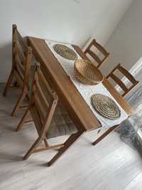 Stol drewniany Ikea plus 4 sztuki krzesla komplet