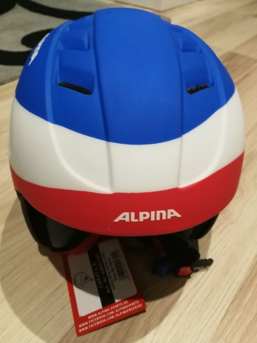 Kask dziecięcy narciarski Alpina niebiesko-czerwono-bialy 48-52 nowy