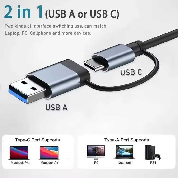 USB хаб Type C TC802 8 в 1  USB 3.0 USB C переходник макбука адаптер