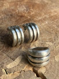 Piękny zestaw pierścionek + kolczyki srebro 925 15.2g