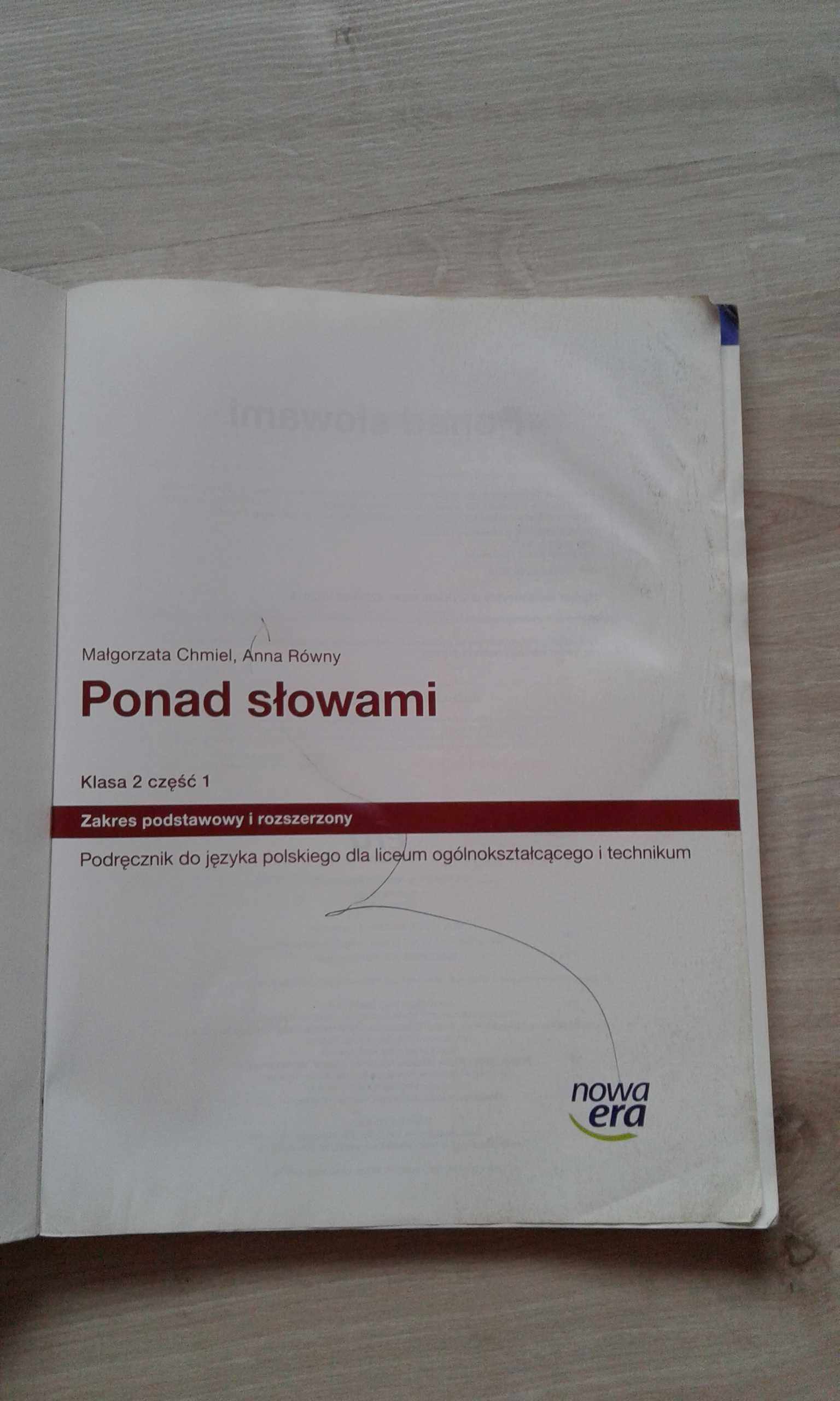 Ponad słowami kl 2 część 1 zakres podstawowy i rozszerzony