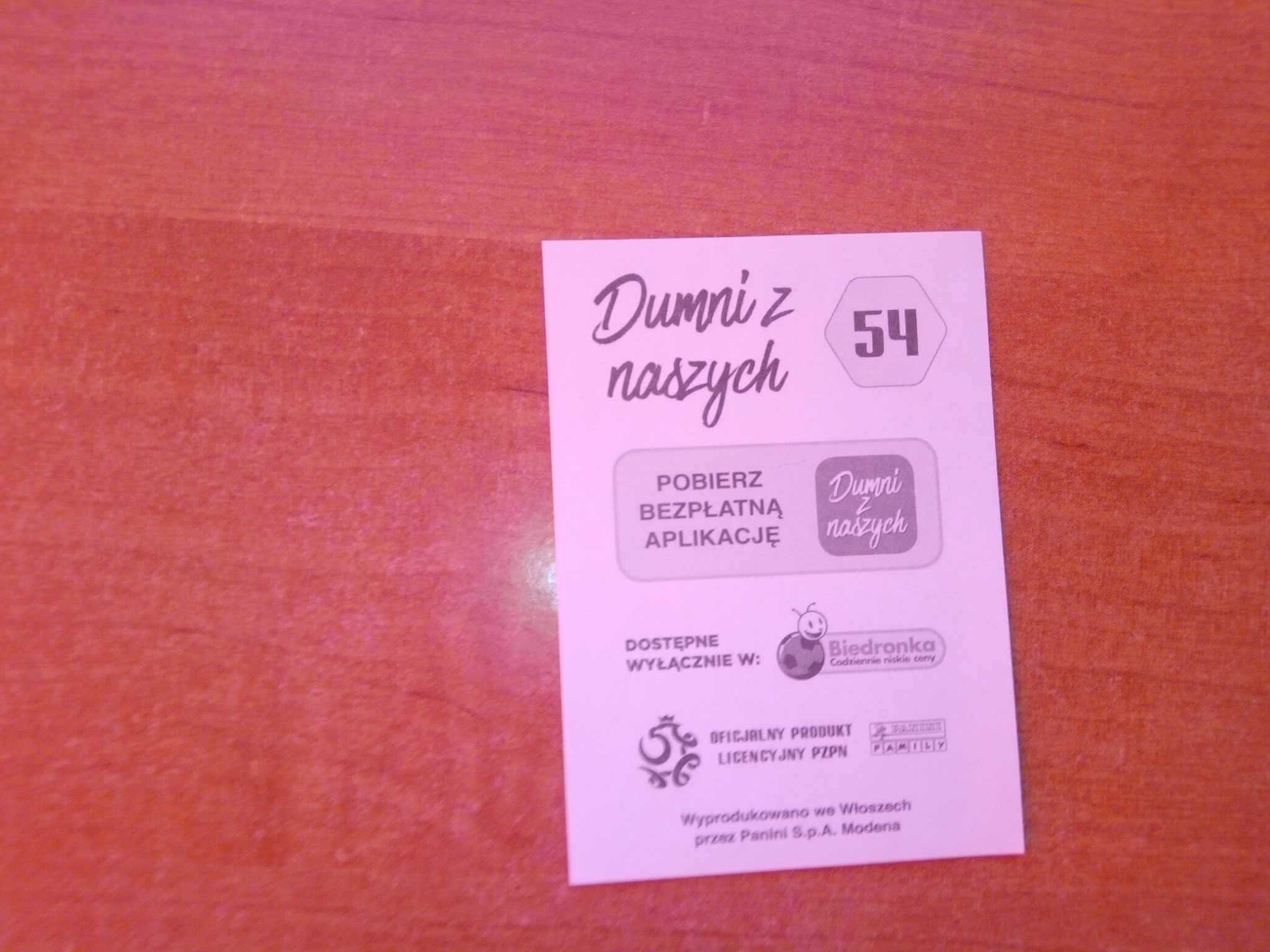 Naklejka Dumni z naszych nr 54 Panini Modena PZPN Biedronka 7,5 x 5cm