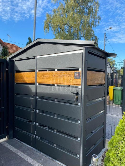 Wiata śmietnikowa 1,5x0,5m antracyt + drewnopodobny dwuspad TS902