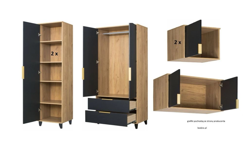 Szafa Floryda BODZIO Meble kolor grafit/ dąb soma ciemny