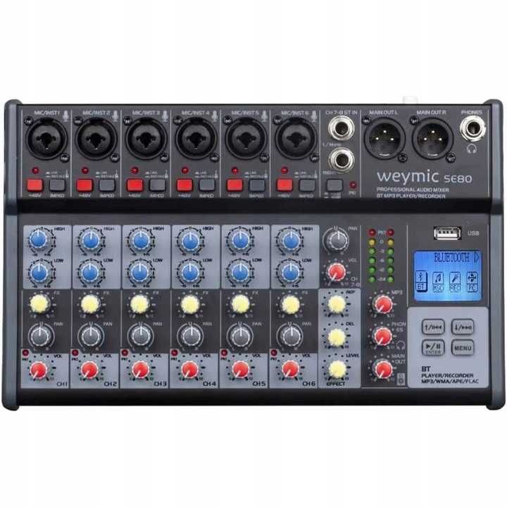 Mixer Weymic SE80 8 wejść BT MP3 FX Phanon 48V mikser DJ