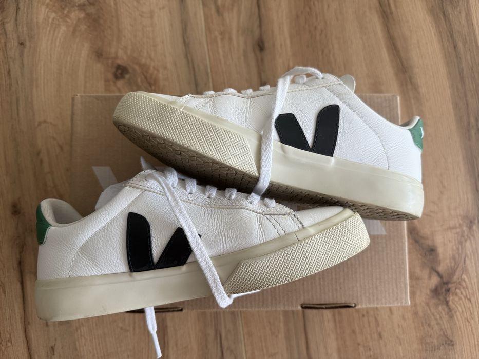 Veja Campo Chromefree Leather Sneaker White Green Black, 36