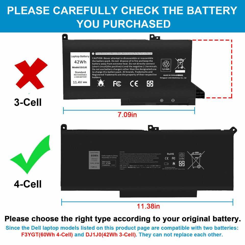 F3YGT Батарея Dell Latitude  7280 7290 13 7380 7390 14 7480 7490 НОВА