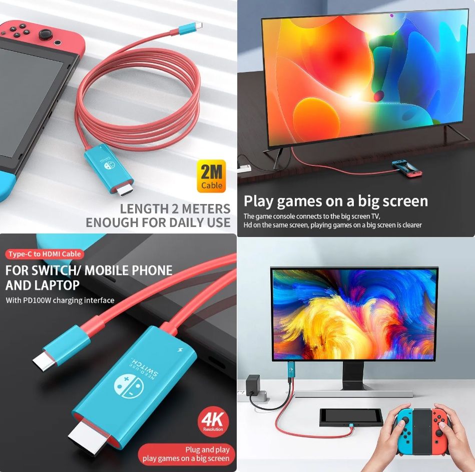 Nintendo Switch mobilna stacja dokująca USB-C do HDMI Classic Edition