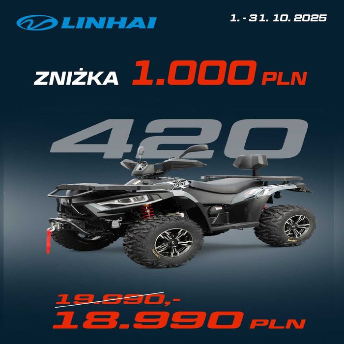 ATV quad Linhai 420 promax 4x4 hom. T3B raty kufer transport pług