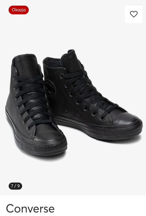 Trampki buty Converse wysokie skórzane czarne rozmiar 37