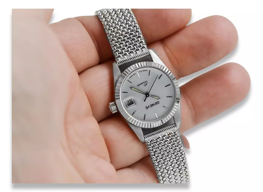 Zegarek damski z białego złota 14k 585  Geneve lw020wdw&lbw003w K