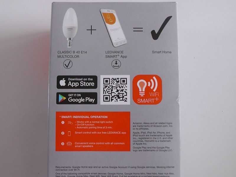 Żarówka LED E14 4,9W RGBW SMART+ WiFi sterowana smartfonem S