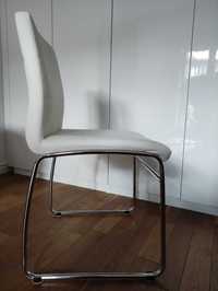 Nowoczesne białe krzesło Anabelle do jadalni unikat, metalowe nogi