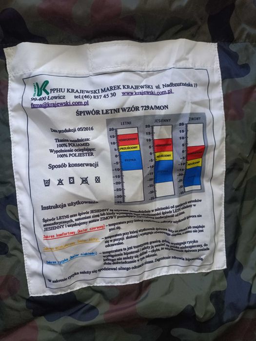 Śpiwór wojskowy 729A letni + jesienny (komplet)