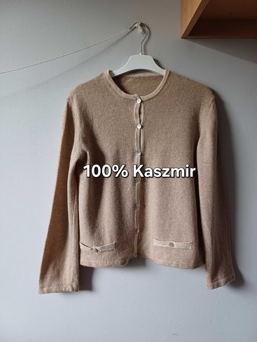Kardigan kaszmirowy sweter zapinany na guziki rozmiar XL