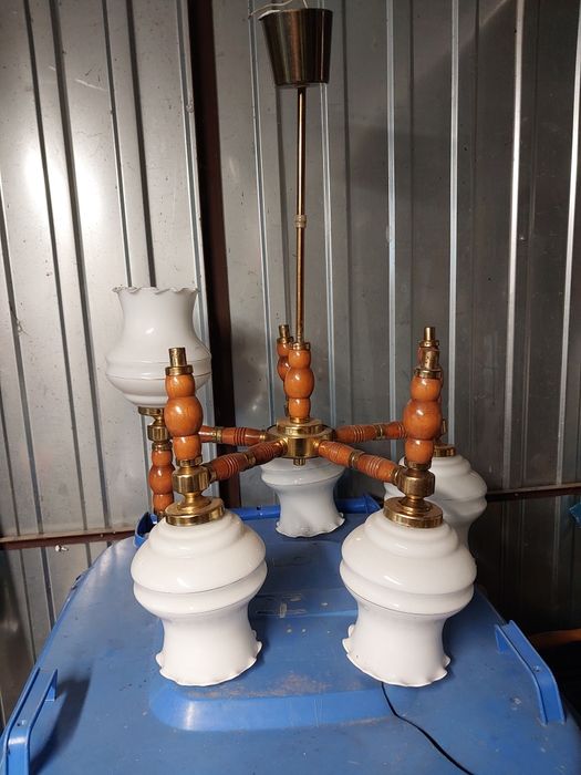 Żyrandol drewniany stary retro vintage