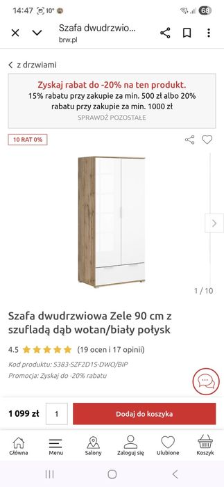 Pilne Szafa Zele Black Red White z szufladą