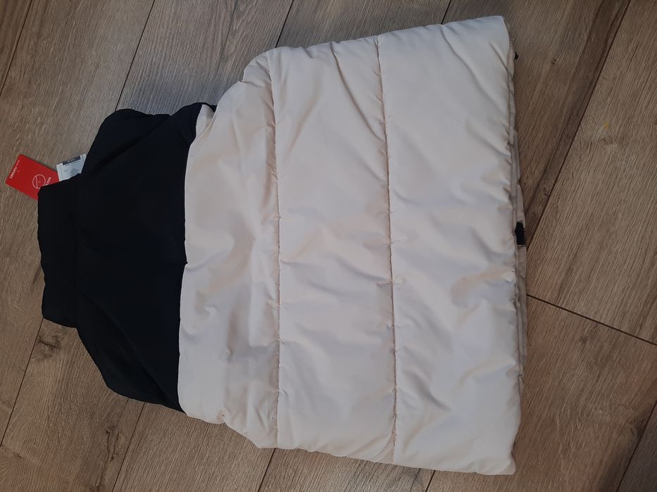 Kamizelka bezrękawnik 134 128 czarny beżowy