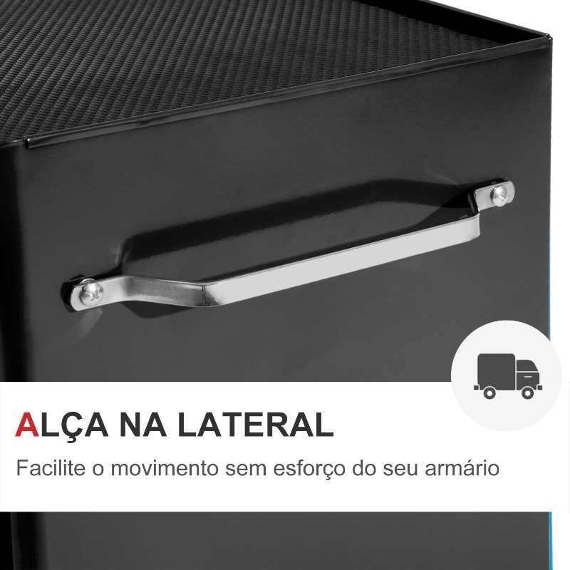 Carrinho de ferramentas com 5 gavetas para oficina - 61,5 × 33 × 85 cm