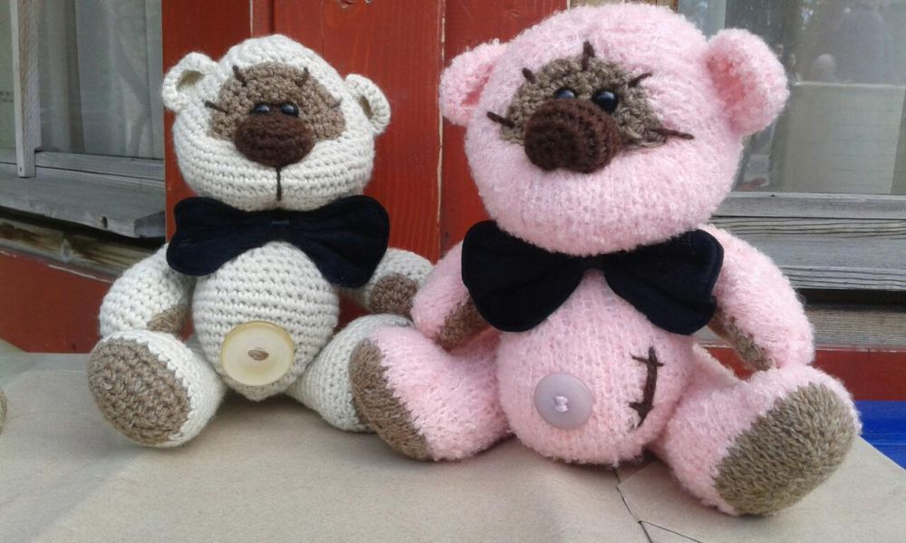 Медведь вязаный розовый игрушка медвежонок Fuzzy Moon