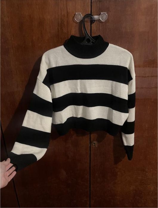 Кофта h&m divided в полоску, полосатий светр чорно-білий