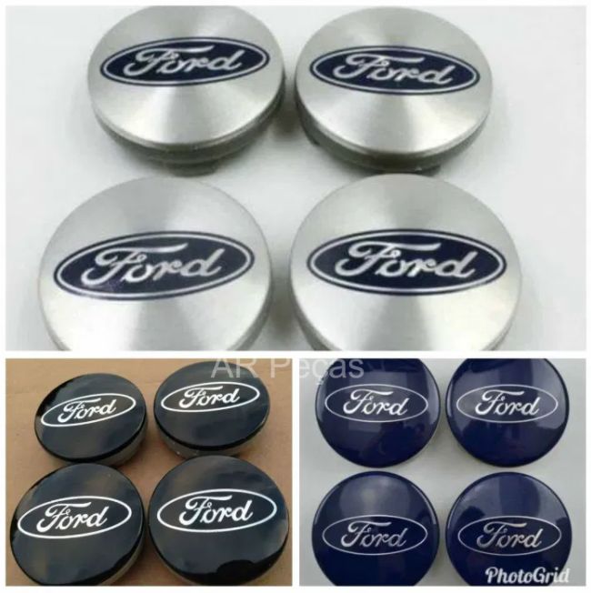 Kit 4 Centros Jante 54 e 60mm Ford Azul Cinza e Preto Novos